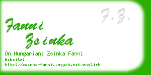 fanni zsinka business card